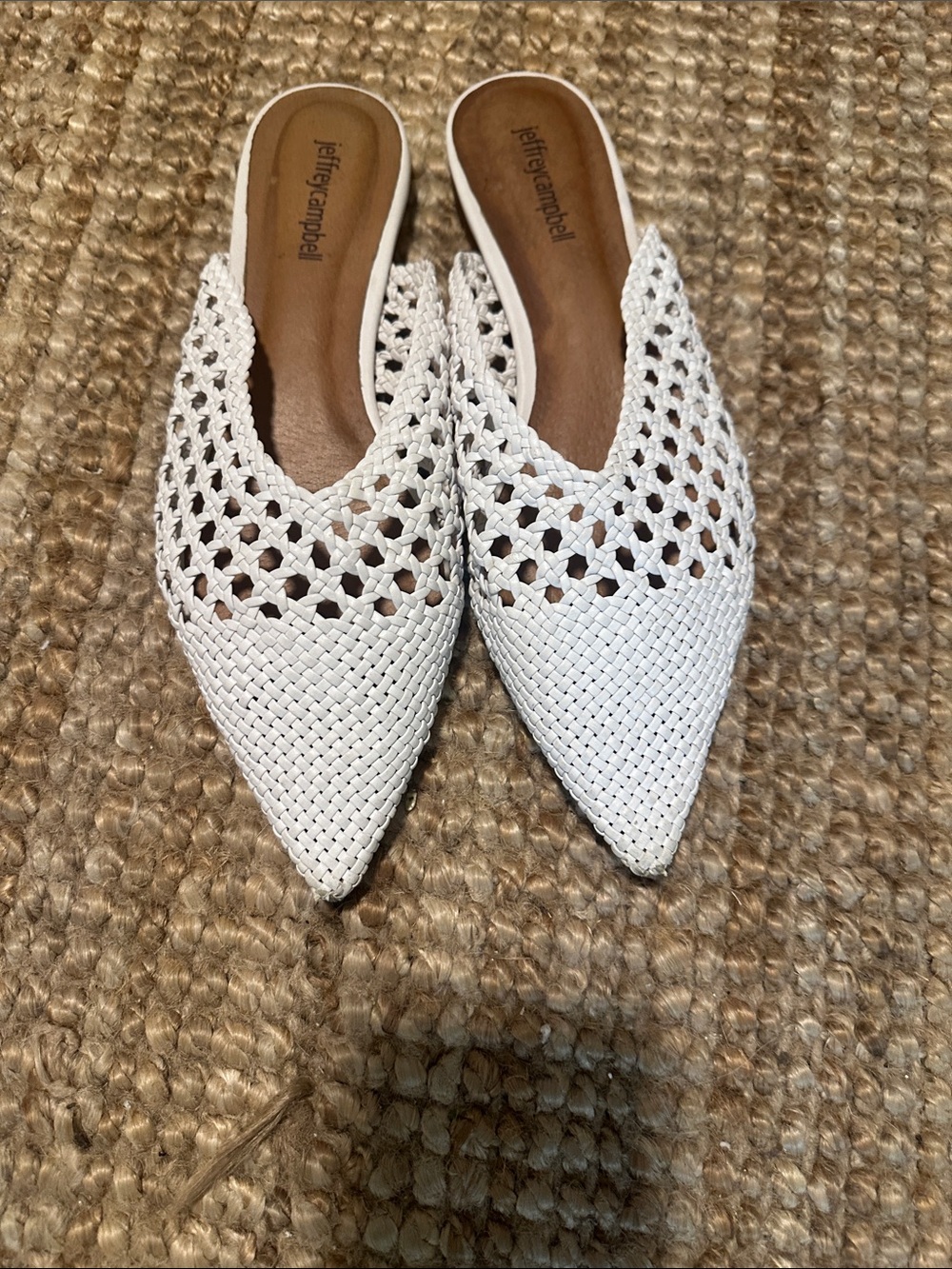 Pointed Woven Flats in White - Lightweight Women’s Loafers